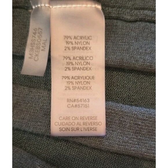 Calvin Klein Women Size L Dark Green Ribbed Collared Pullover Buttoned Sweater - Picture 4 of 9